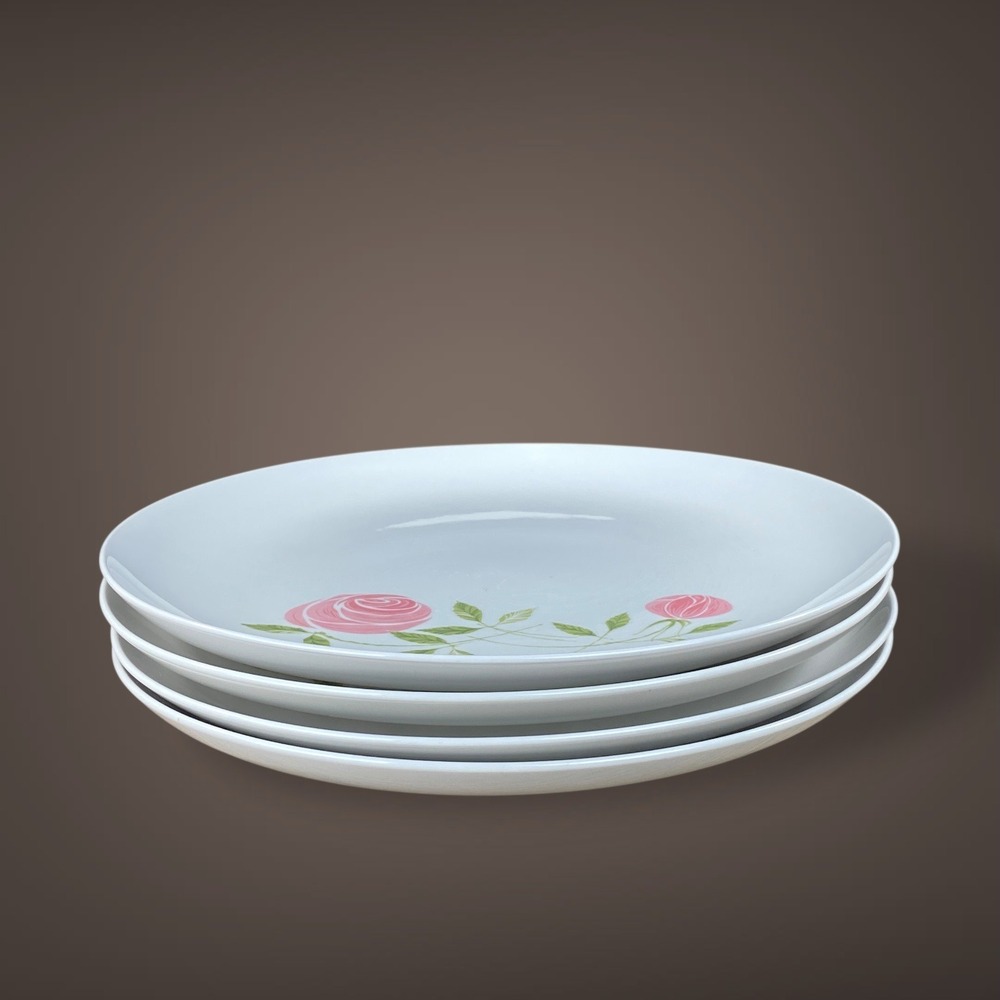 Franciscan Pink A Dilly‎ Rose Dinnerware Plates 1959 Vintage Set of 4 - Picture 2 of 7